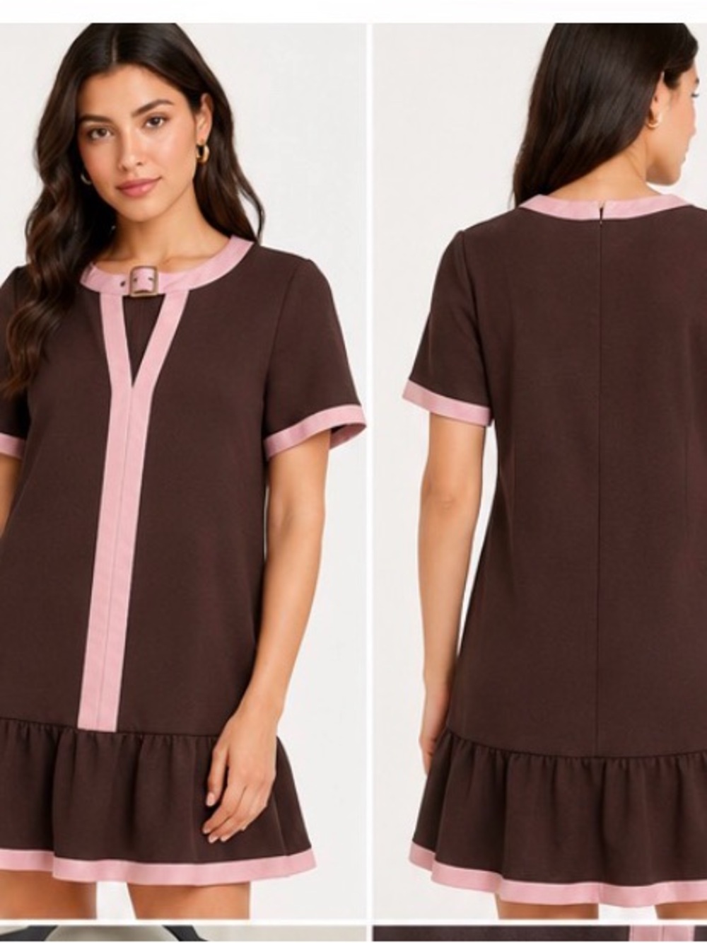 Anthropologie Maeve Colorblock LeatherTrim Drop-Waist Mini Dress XL BPink